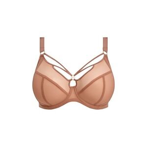 Elomi Sachi Plunge Strappy Bra Women 36L Nude Mesh Underwire Support Minimalist